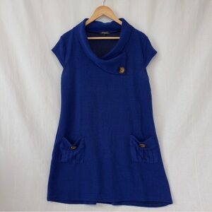 Papa Vancouver | Royal Blue Textured Knit Tunic Dress | CA L